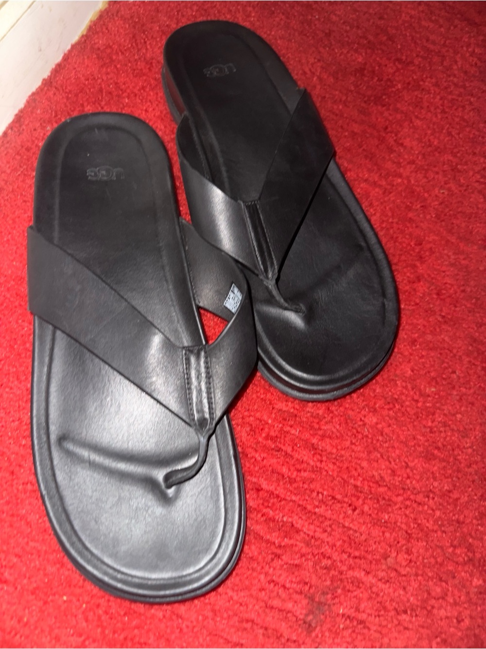 Men's Black Leather Thong Sandals
